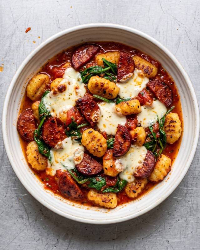 Crispy gnocchi with chorizo