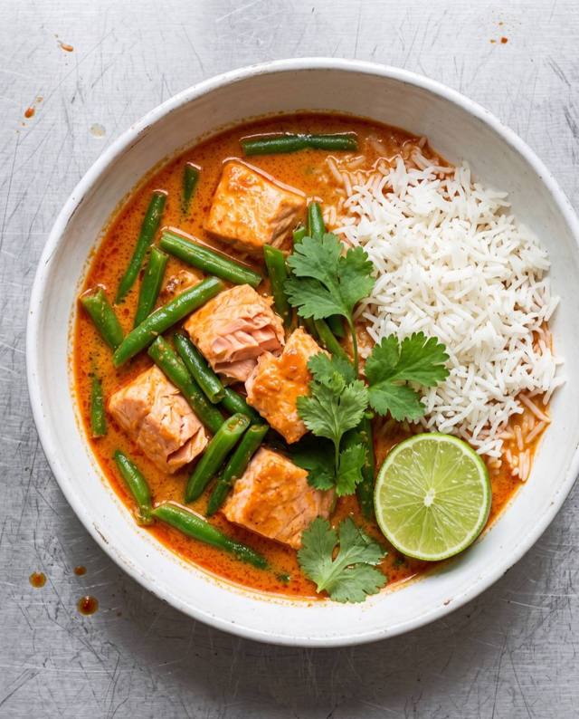 Thai red salmon curry